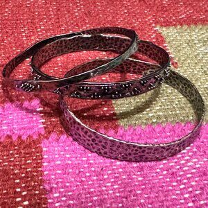 Organic Bangle Bracelet Set from Free People, Antique Silver Tone